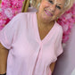 Blouse Wafel Katoen Licht Roze Plus Size maat 48 t/m 54
