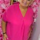 Blouse Wafel Katoen Fuchsia Plus Size maat 48 t/m 54