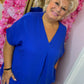 Blouse Wafel Katoen Donker Blauw Plus Size maat 48 t/m 54