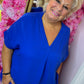 Blouse Wafel Katoen Konings Blauw Plus Size maat 48 t/m 54
