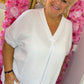 Blouse Wafel Katoen Wit Plus Size maat 48 t/m 54