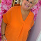 Blouse Wafel Katoen Oranje Plus Size maat 48 t/m 54