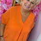 Blouse Wafel Katoen Oranje Plus Size maat 48 t/m 54