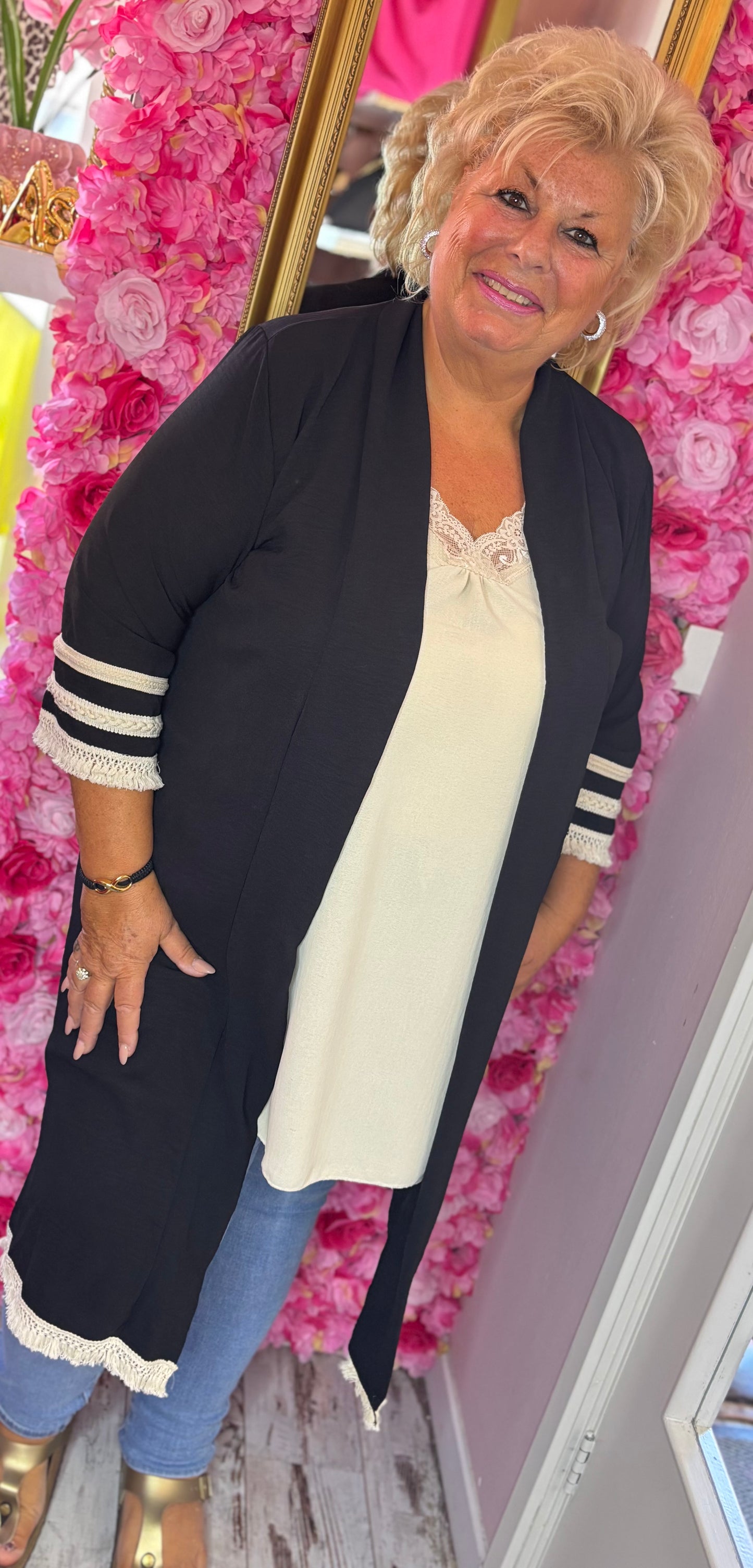 Kimono Island Zwart Plus size Maat 44 t/m 50