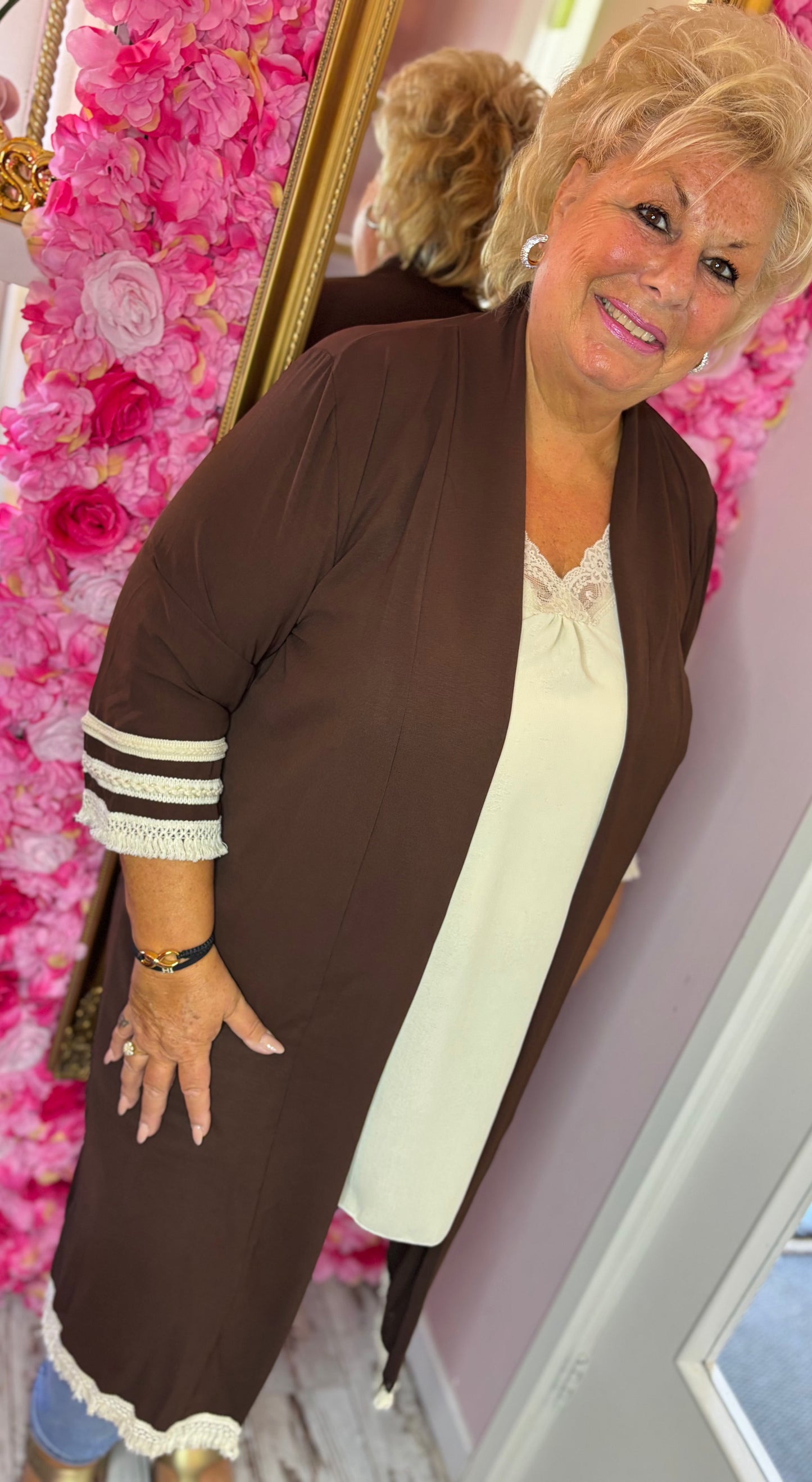 Kimono Island Bruin Plus size Maat 44 t/m 50