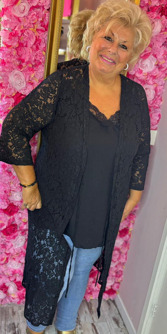 Kimono Kant Zwart Plus size Maat 44 t/m 50-52