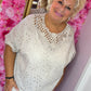 Blouse Broderie Beige Plus Size maat 48 t/m 52