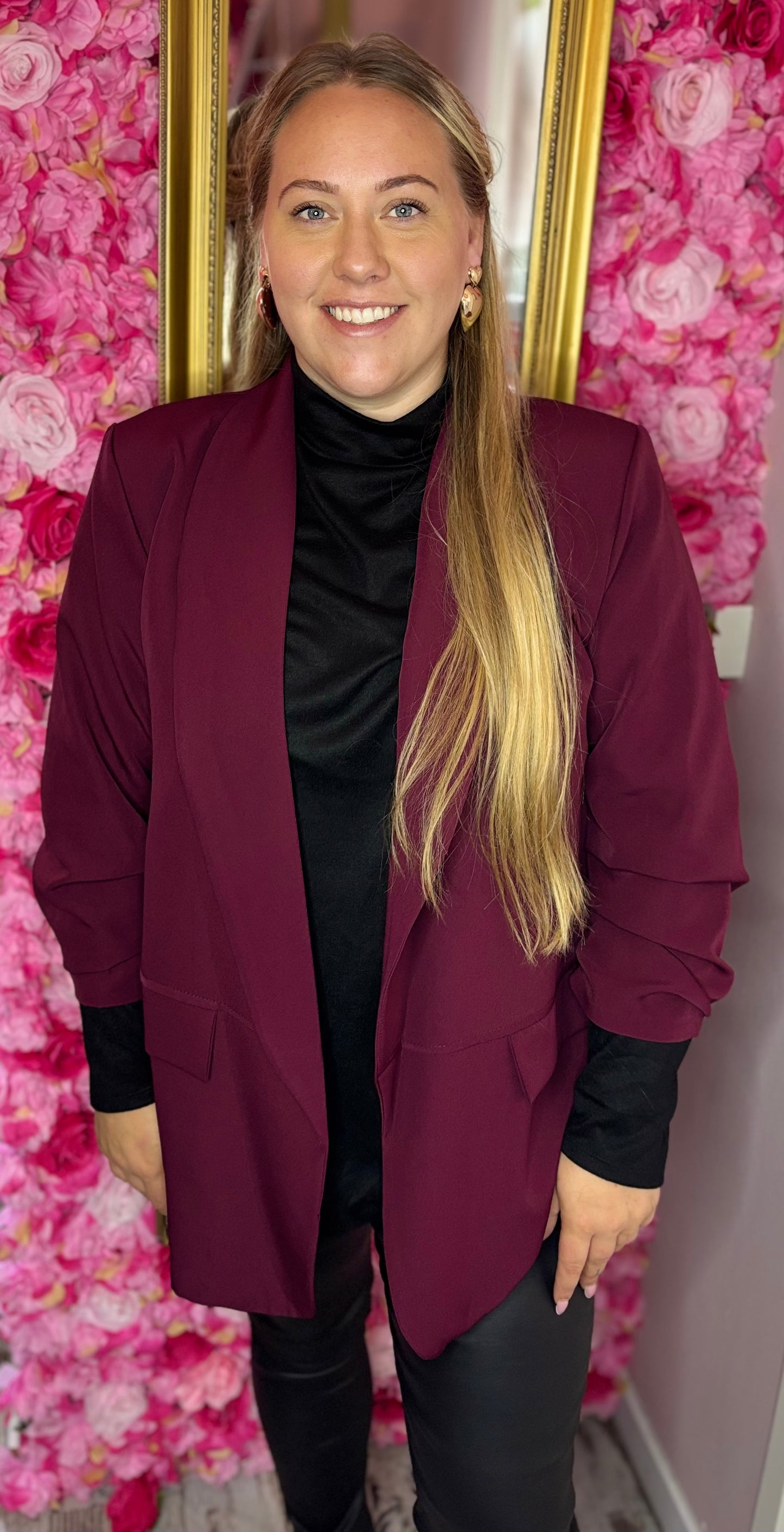 Blazer Basic Bordeaux Plus Size Maat 44 t/m 50