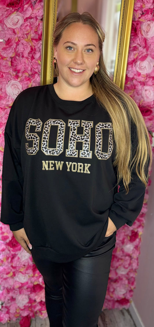 Trui Soho Panter Zwart Plus Size Maat 44 t/m 52