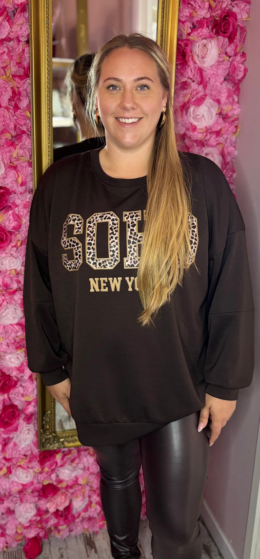 Trui Soho Panter Bruin Plus Size Maat 44 t/m 52