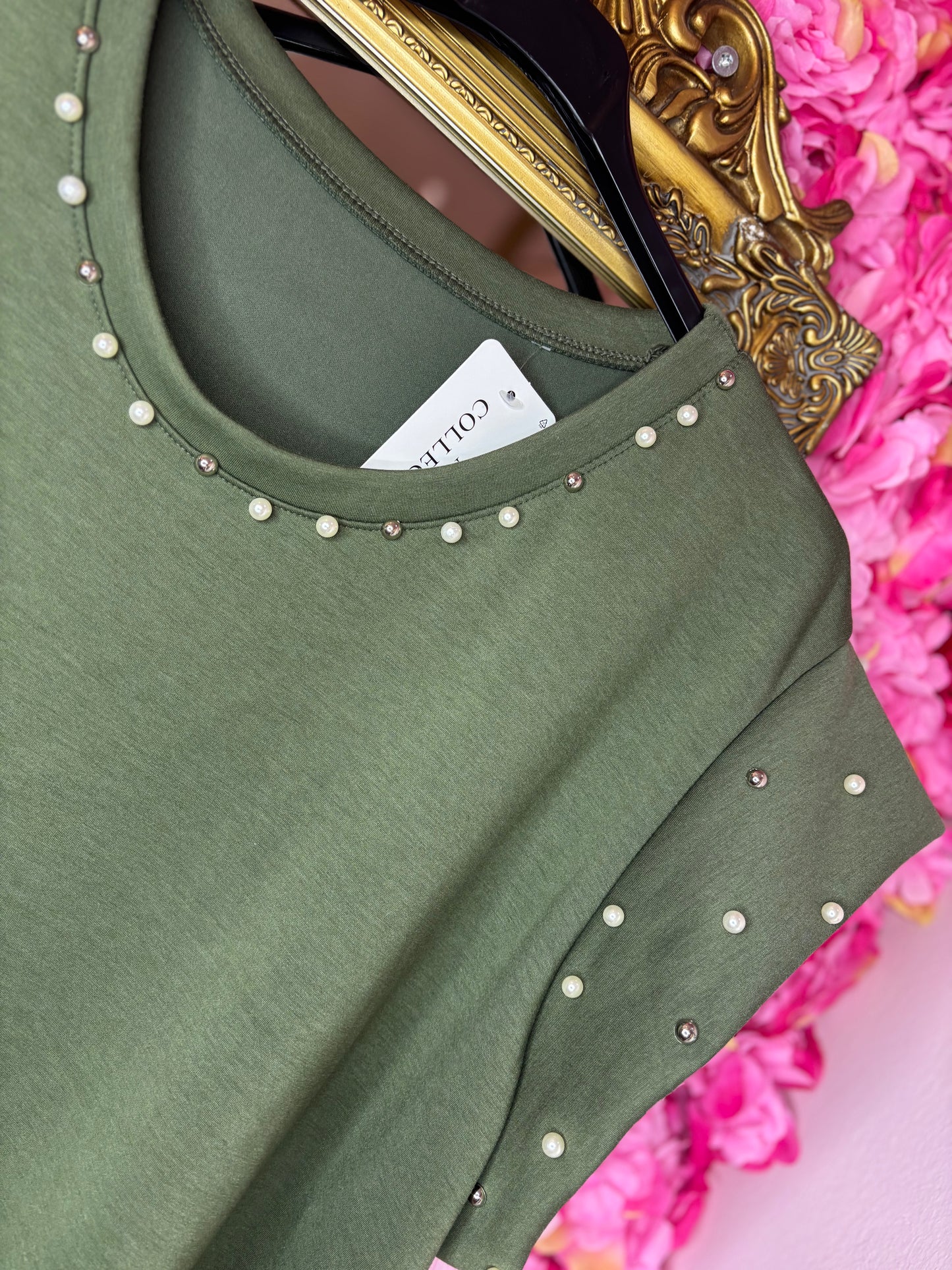 Jurk Parel Leger Groen Plus Size Maat 48 t/m 54-56