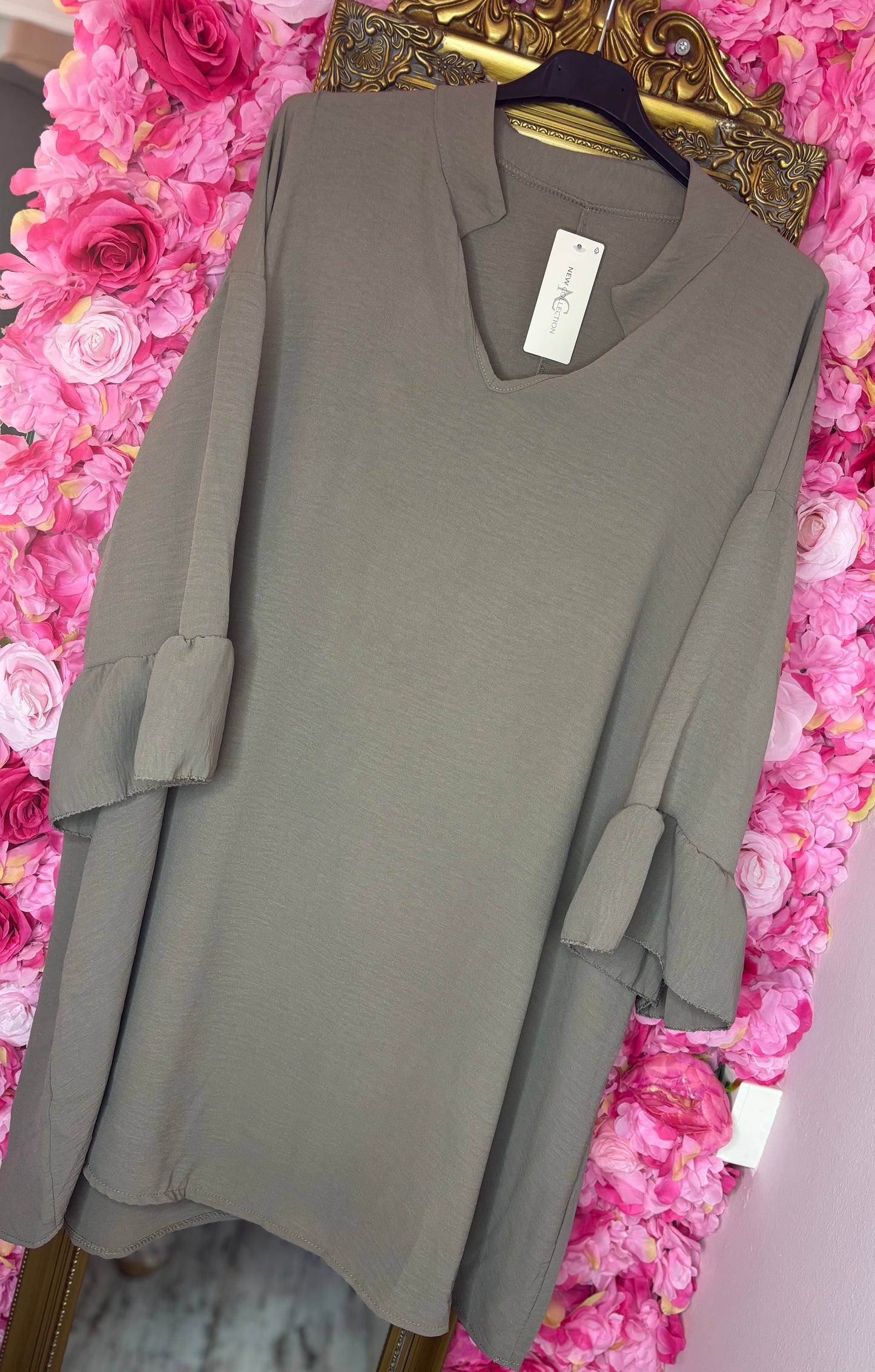 Blouse Mia Taupe Plus Size maat 48 t/m 54-56
