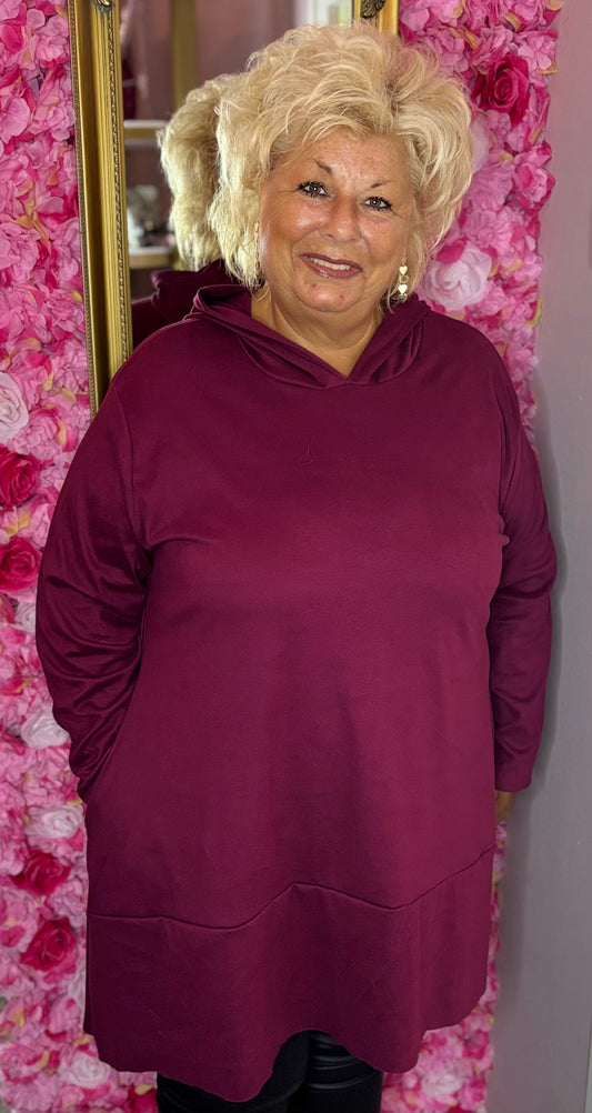 Hoodie Bordeaux Plus Size Maat 50 t/m 58