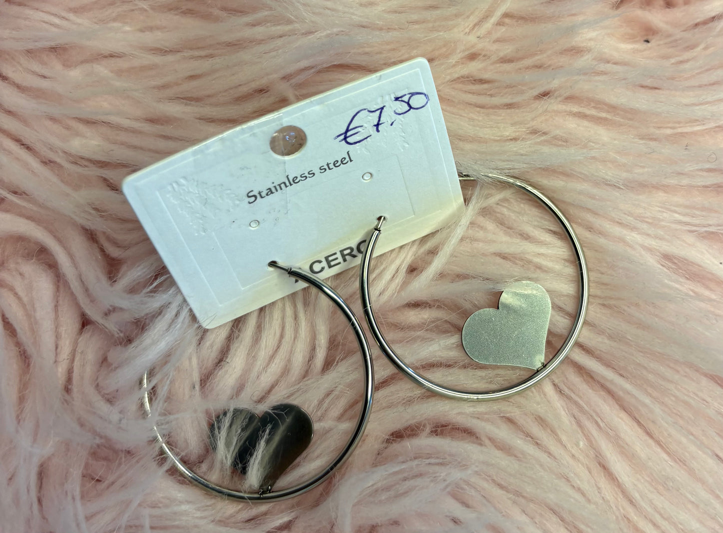Oorbel Ring met Hart Zilver