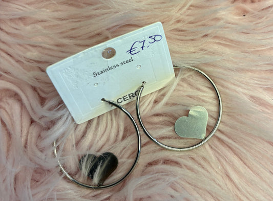 Oorbel Ring met Hart Zilver