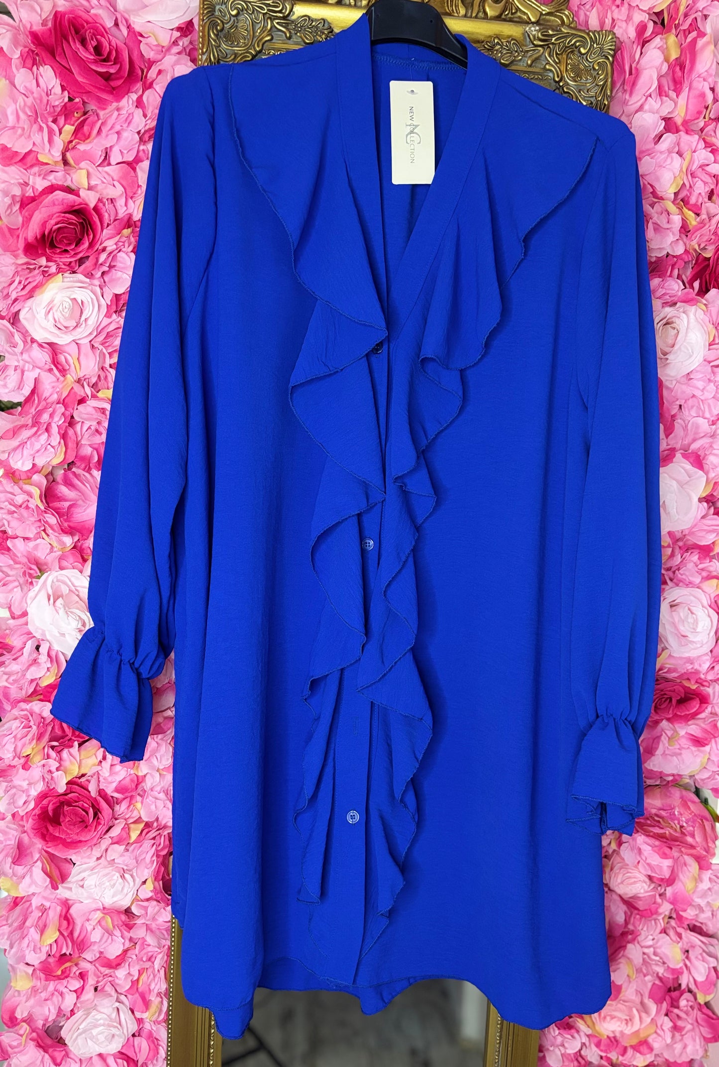 Blouse Cor Konings Blauw Plus Size Maat 44 t/m 52