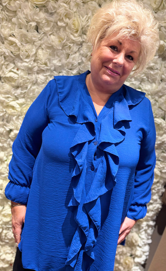 Blouse Cor Konings Blauw Plus Size Maat 44 t/m 52