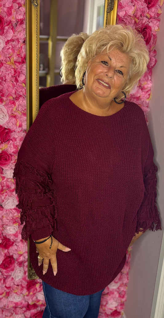Trui Flurria Bordeaux Plus Size Maat 46 t/m 52-54