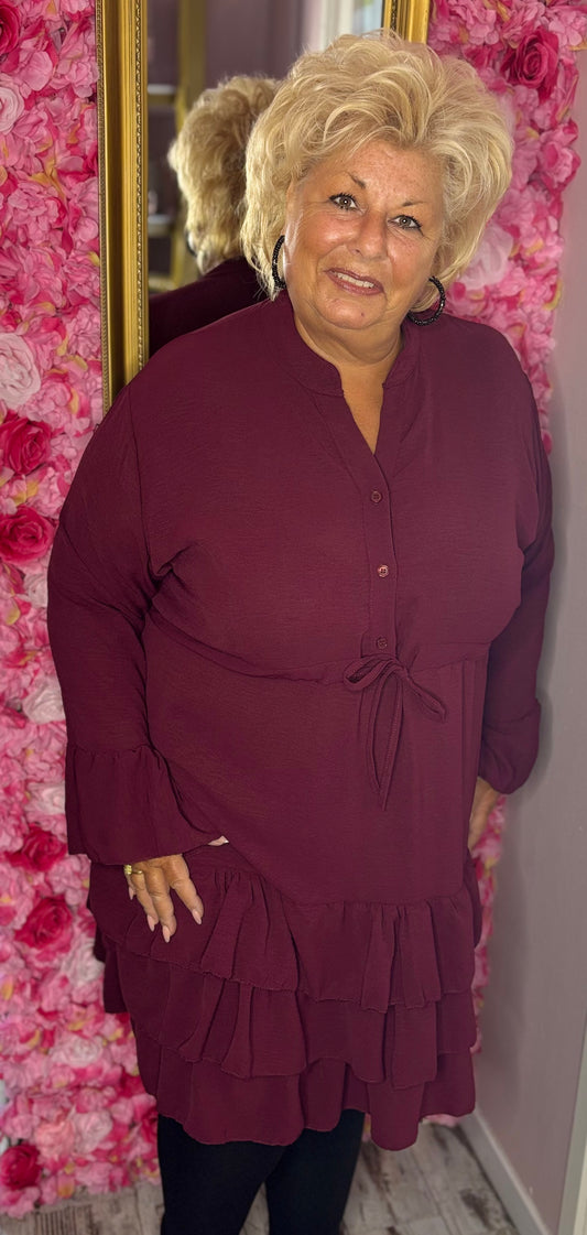 Jurk Marbella Autum Bordeaux Plus Size 48 t/m 54-56