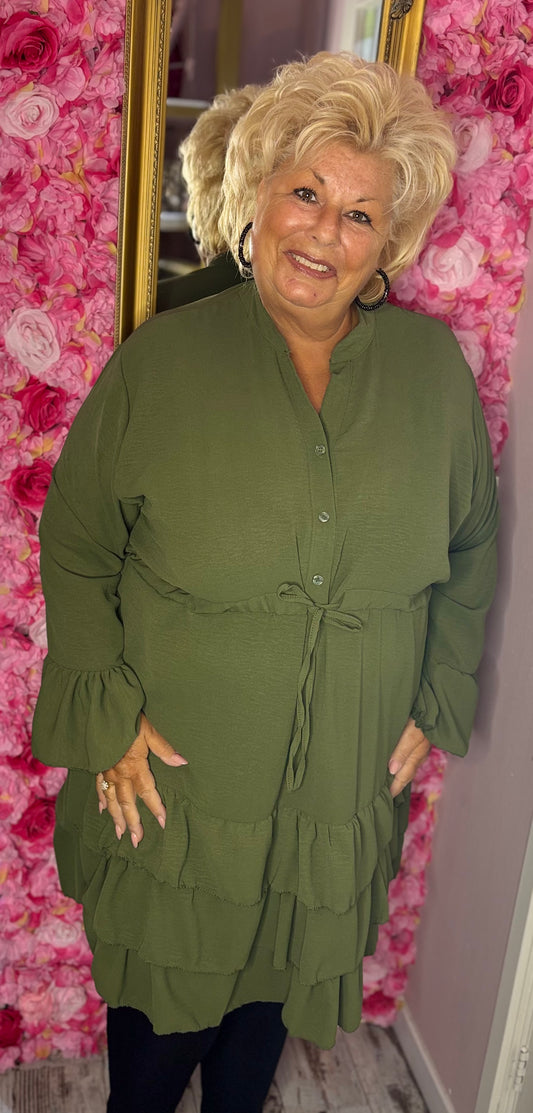 Jurk Marbella Autum Leger groen Plus Size 48 t/m 54-56