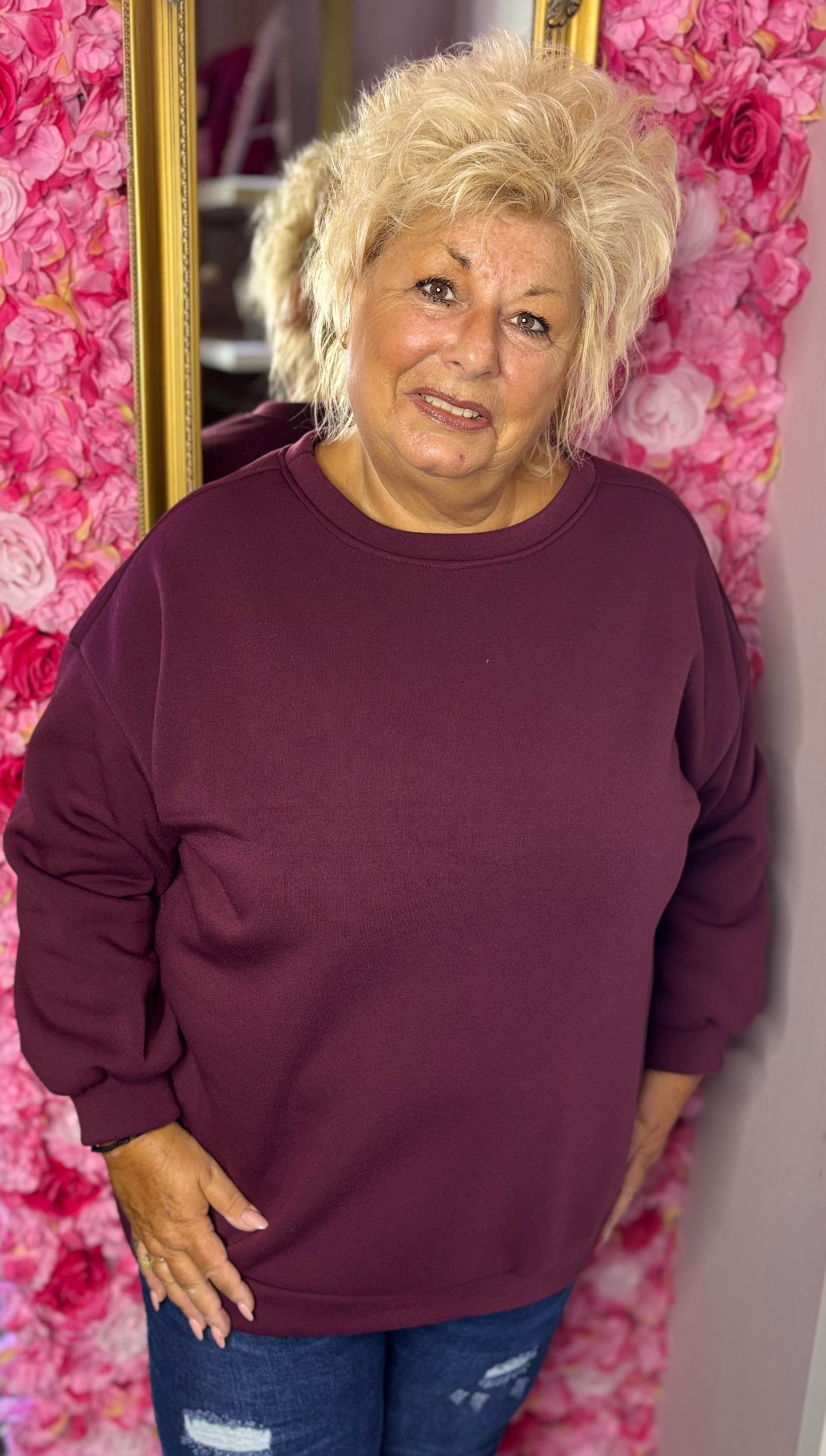 Sweater Basic Bordeaux Plus Size Maat 44 t/m 52