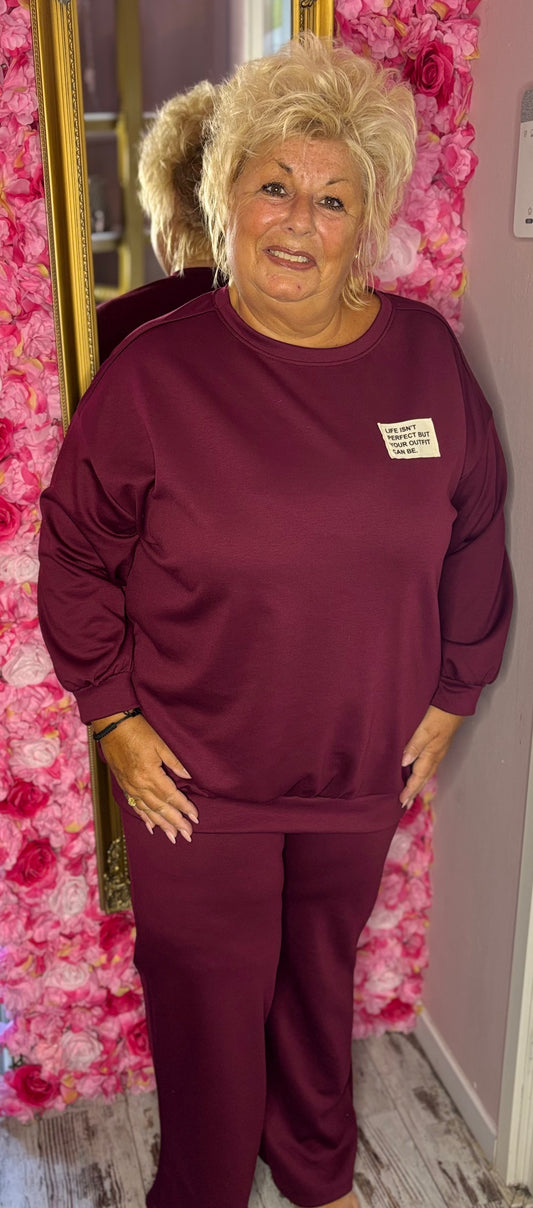 Comfy Set Perfect Bordeaux Plus Size maat 46 t/m 54
