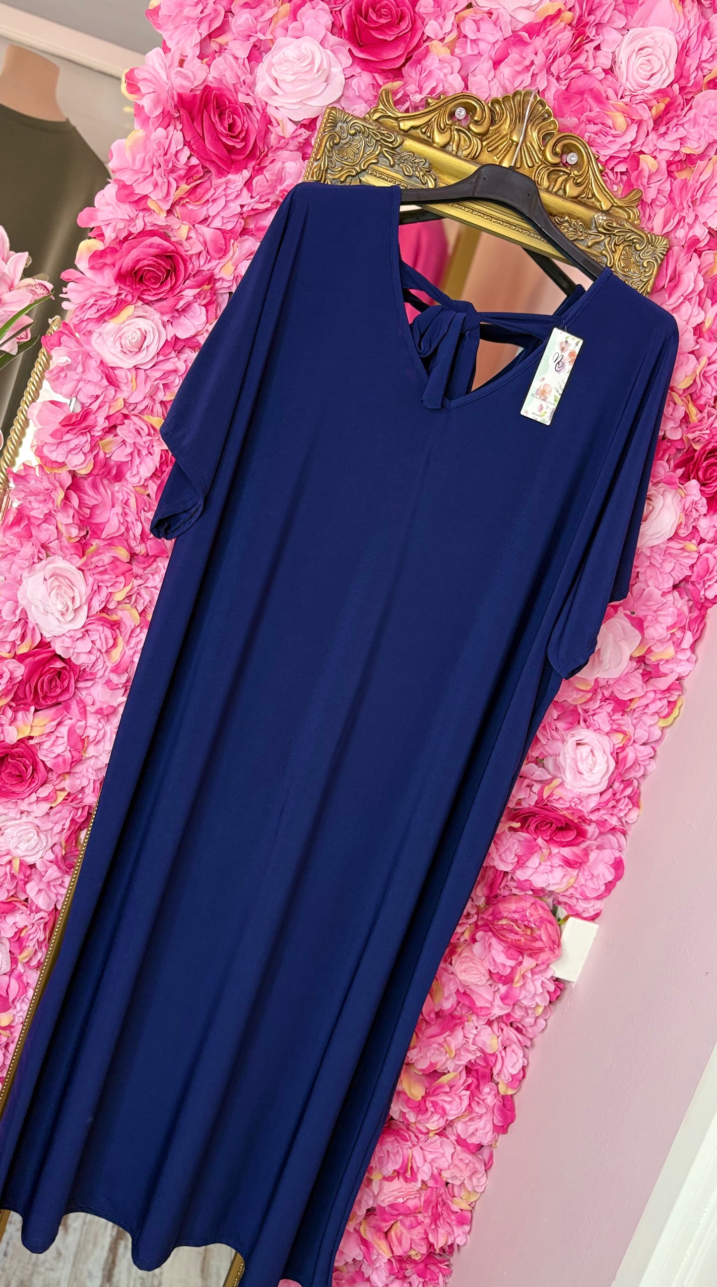 Lange Jurk Basic Travel Donker Blauw Plus Size Maat 48 t/m 54-56