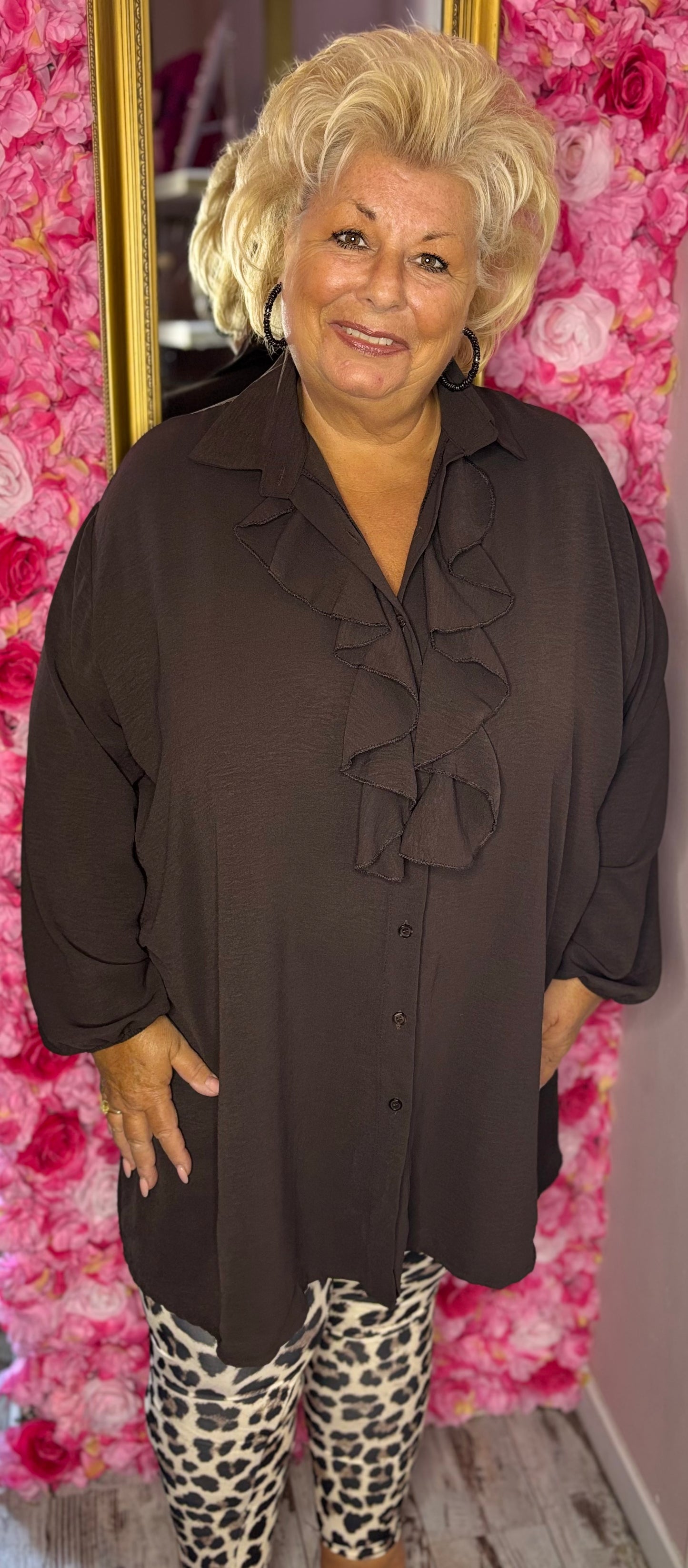 Blouse Best Bruin Plus Size maat 48 t/m 56