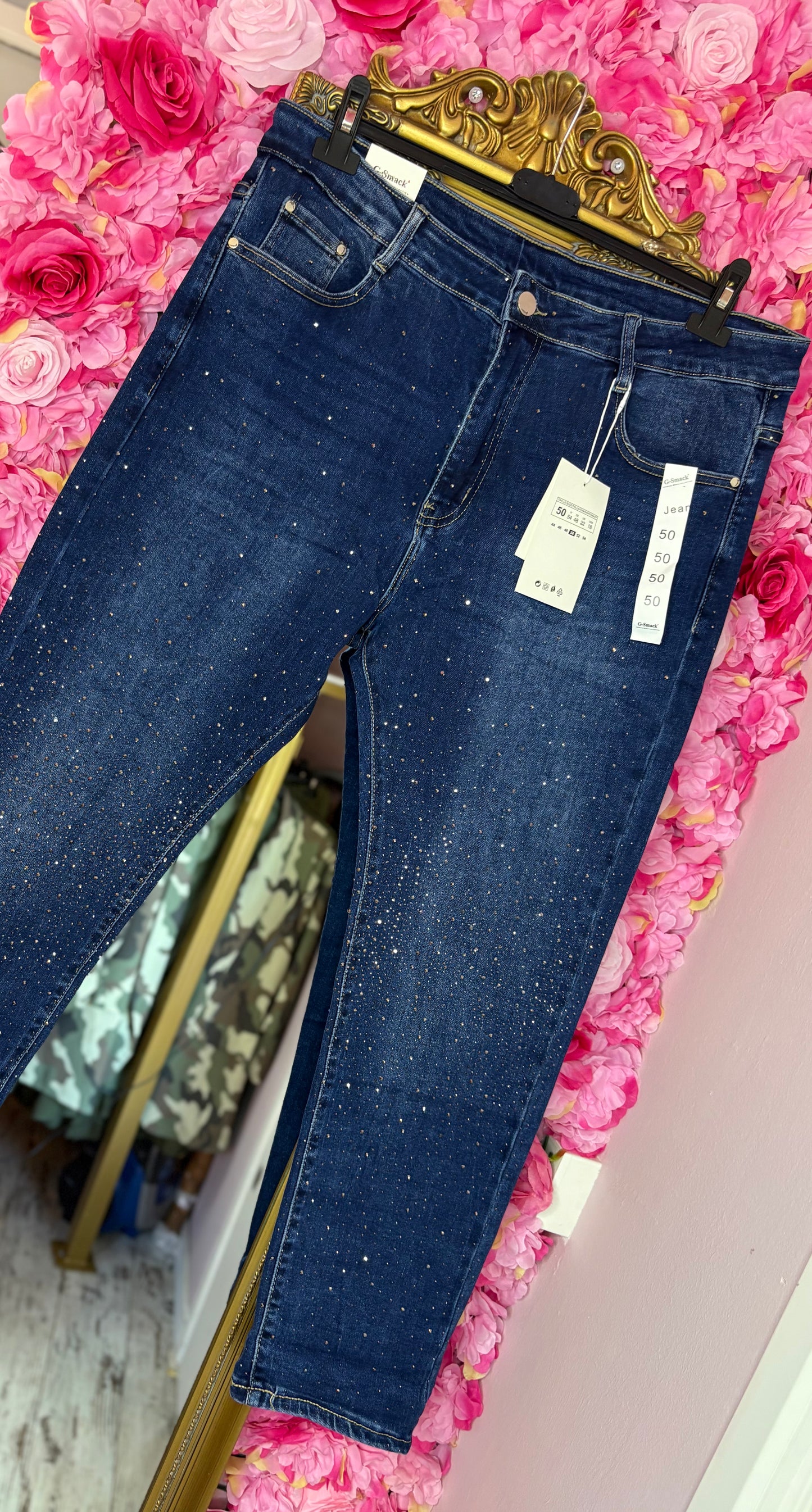 Jeans Glitter Max Dark Maat 44 t/m 54