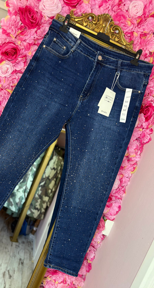 Jeans Glitter Max Dark Maat 44 t/m 54