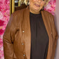 Blazer Leather Look Camel Plus Size Maat 48 t/m 54-56