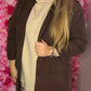 Blazer Basic Choco Bruin Plus Size Maat 44 t/m 50