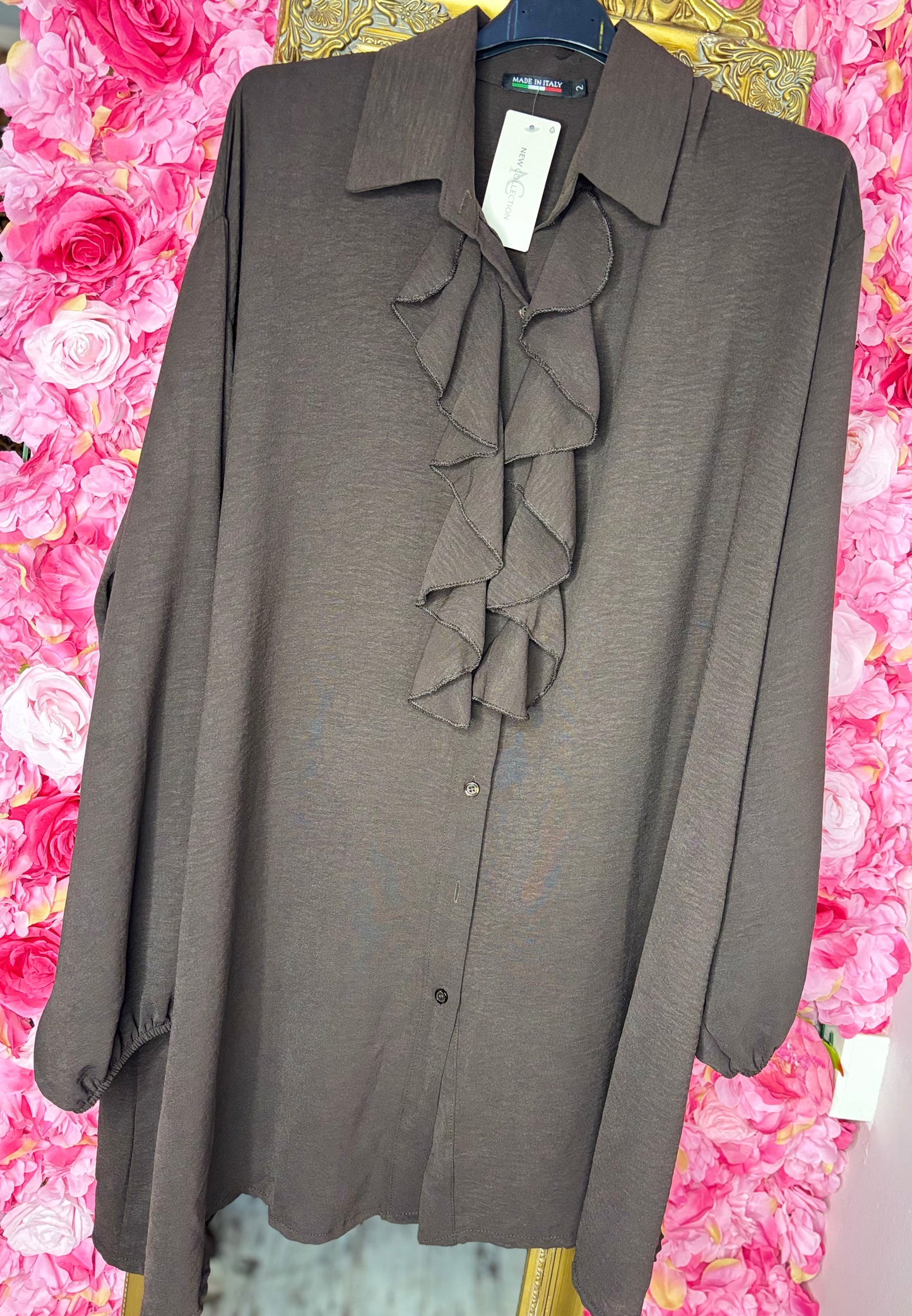 Blouse Best Bruin Plus Size maat 48 t/m 56