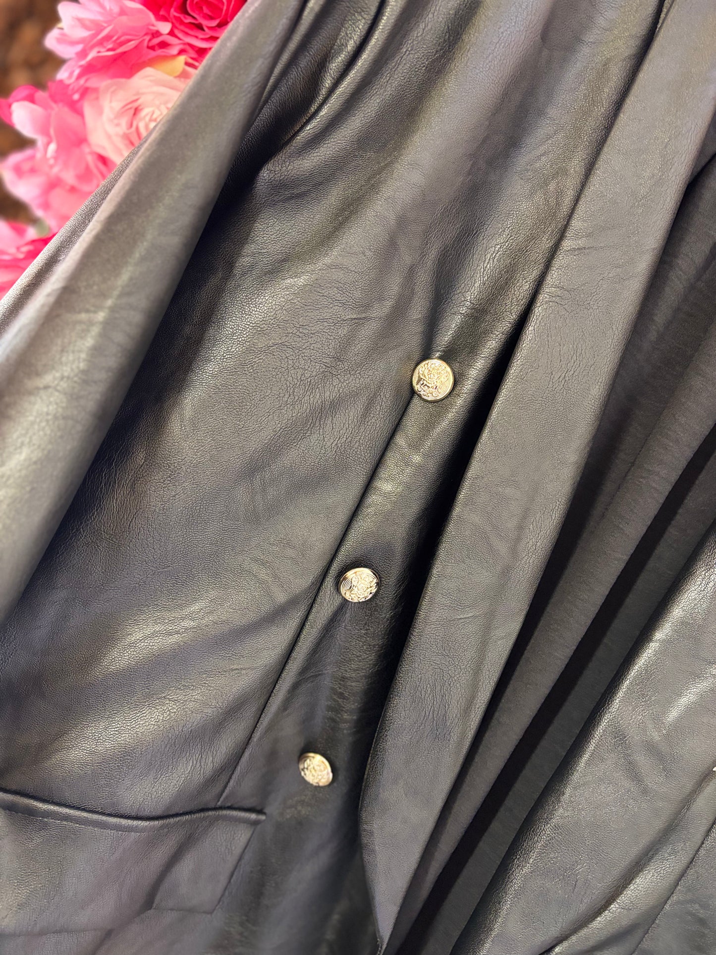 Blazer Leather Look Zwart Plus Size Maat 48 t/m 54-56