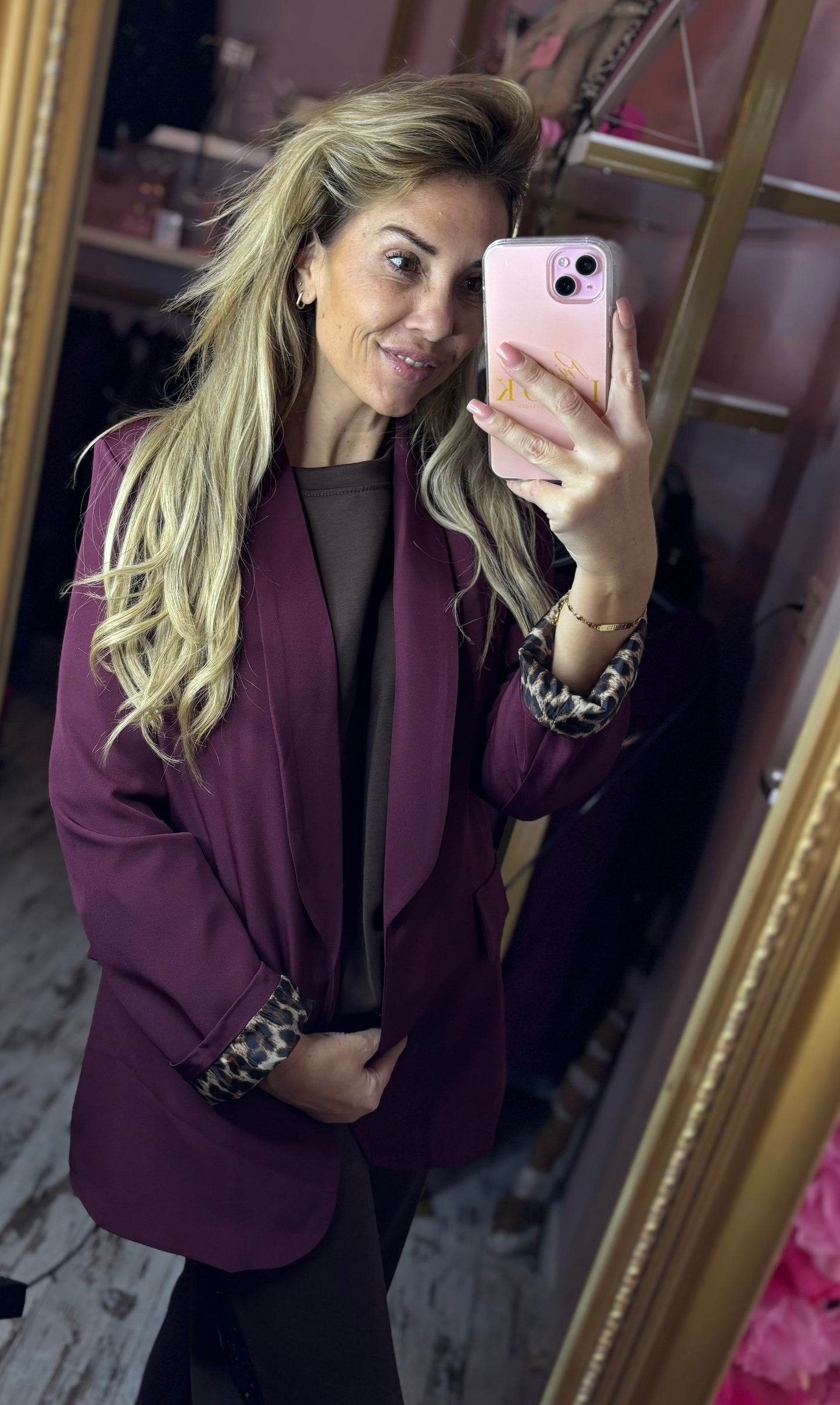 Blazer Panter Touch Bordeaux Maat tot maat 44