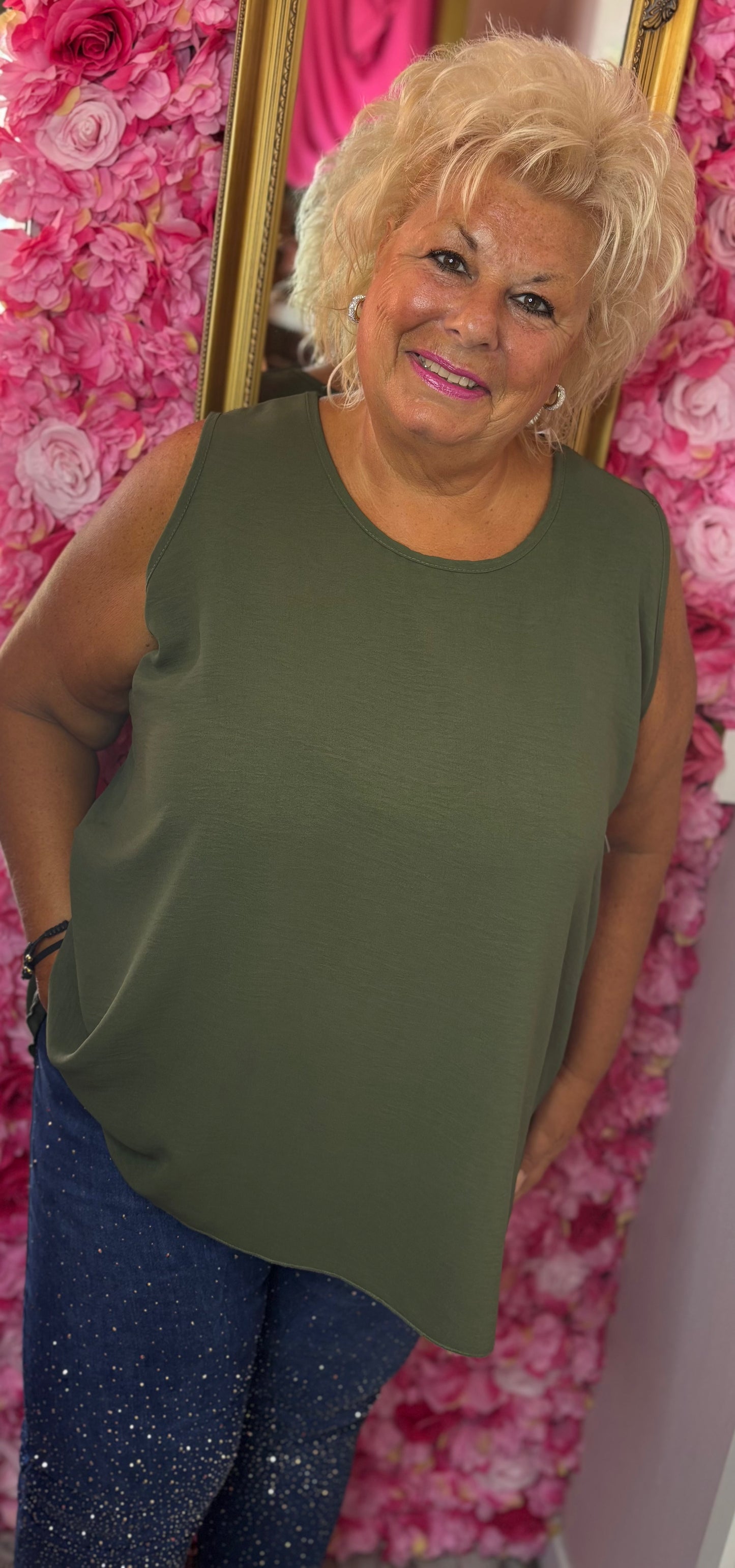 Top Strik Rug Leger Groen Plus Size Maat 44 t/m 50-52