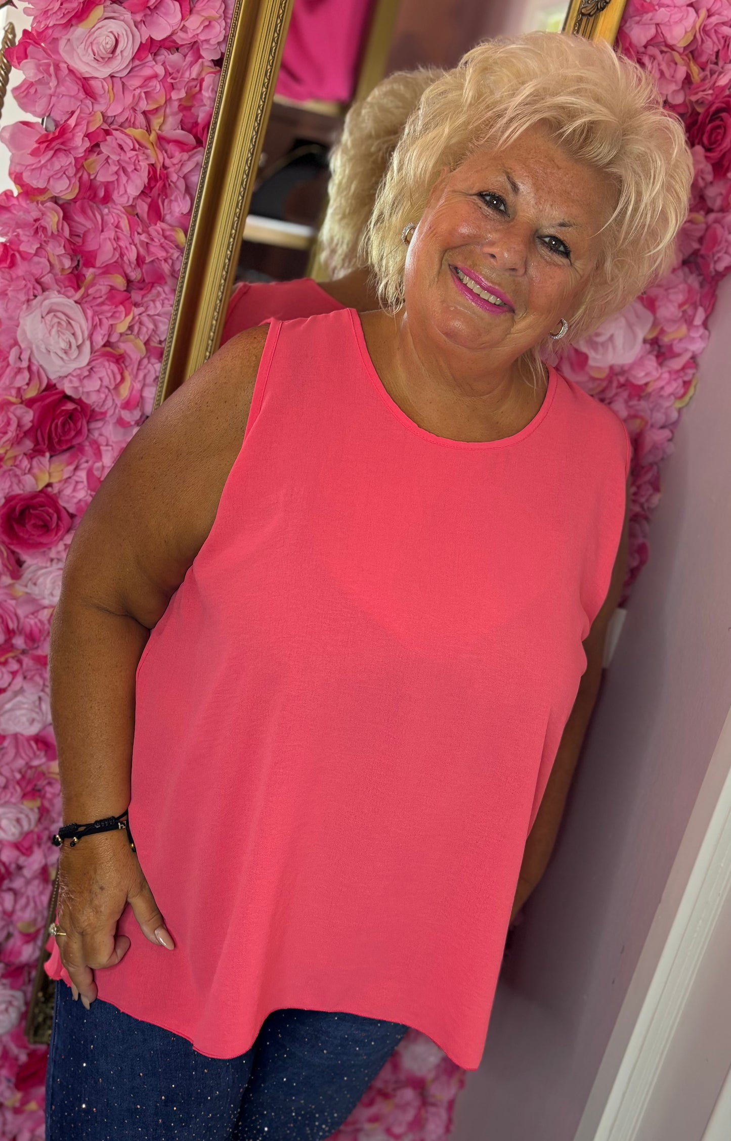 Top Strik Rug Koraal Plus Size Maat 44 t/m 50-52