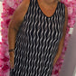 Jurk Travel Zwart Wit  A-lijn Plus Size maat 44 t/m Maat 52