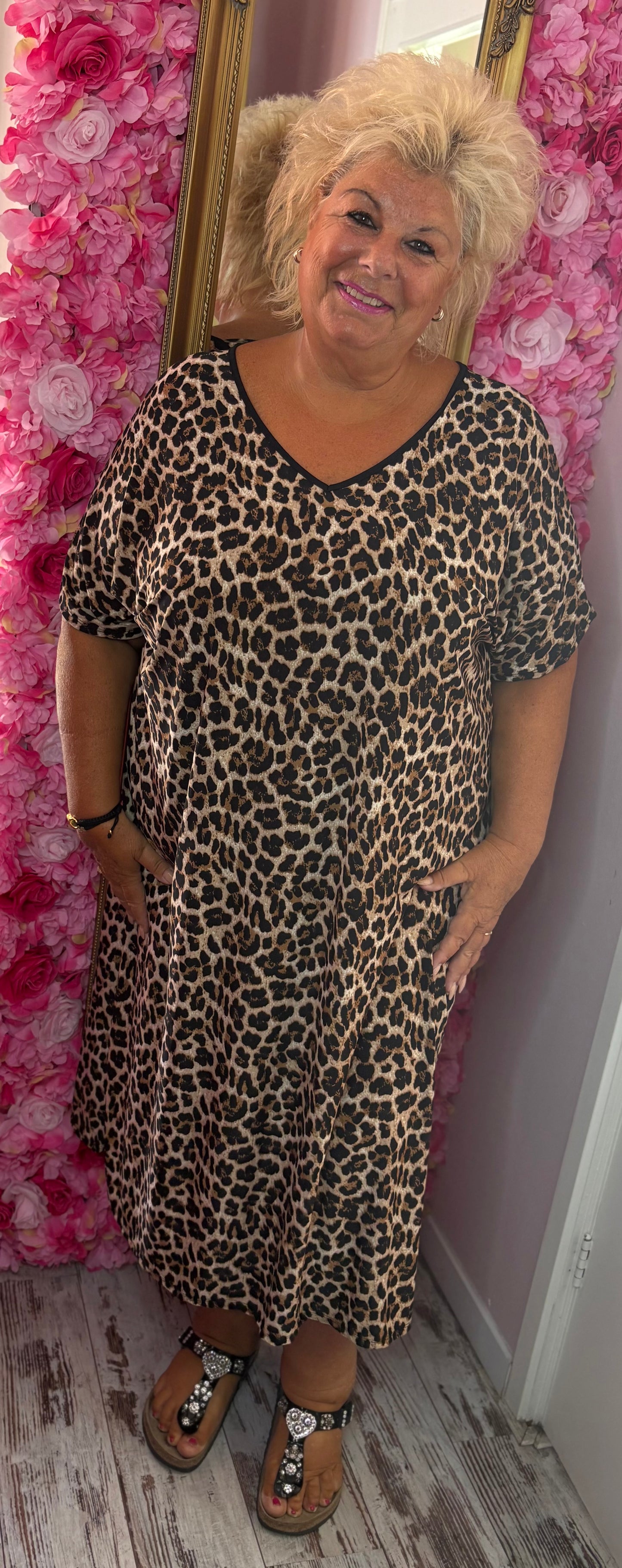 Lange Jurk Panter Travel Plus Size Maat 48 t/m 54-56