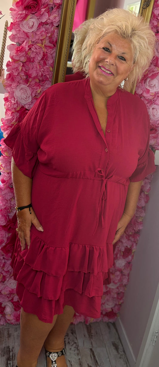 Jurk Marbella Rood Plus Size 48 t/m 54-56