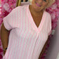 *LUCKY LOOK* Lange jurk Stip Katoen Roze Plus Size Maat 48 t/m 54