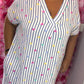 *LUCKY LOOK* Lange jurk Heart Katoen Blauw Plus Size Maat 48 t/m 54