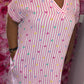 *LUCKY LOOK* Lange jurk Heart Katoen Paars Plus Size Maat 48 t/m 54