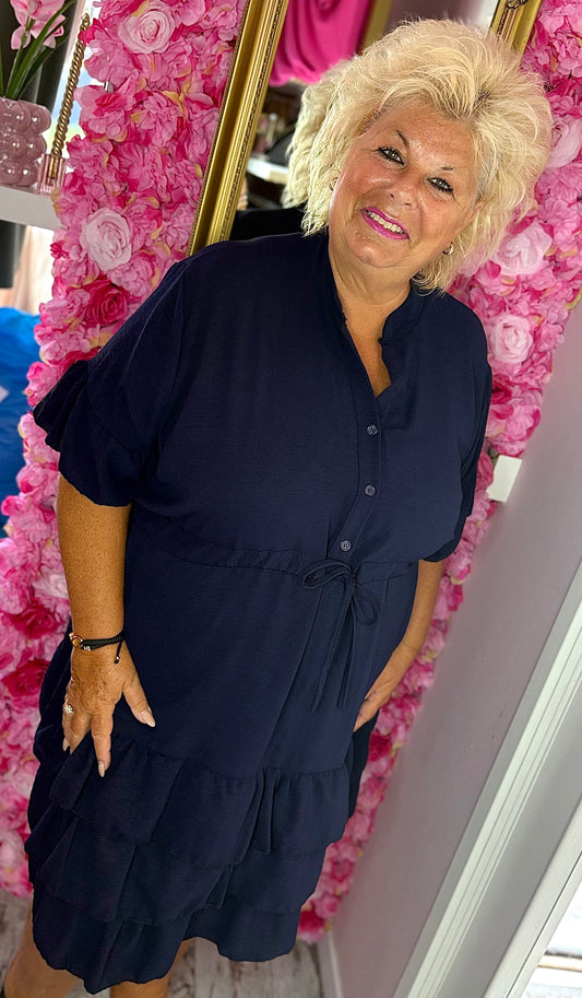 Jurk Marbella Donker Blauw Plus Size 48 t/m 54-56