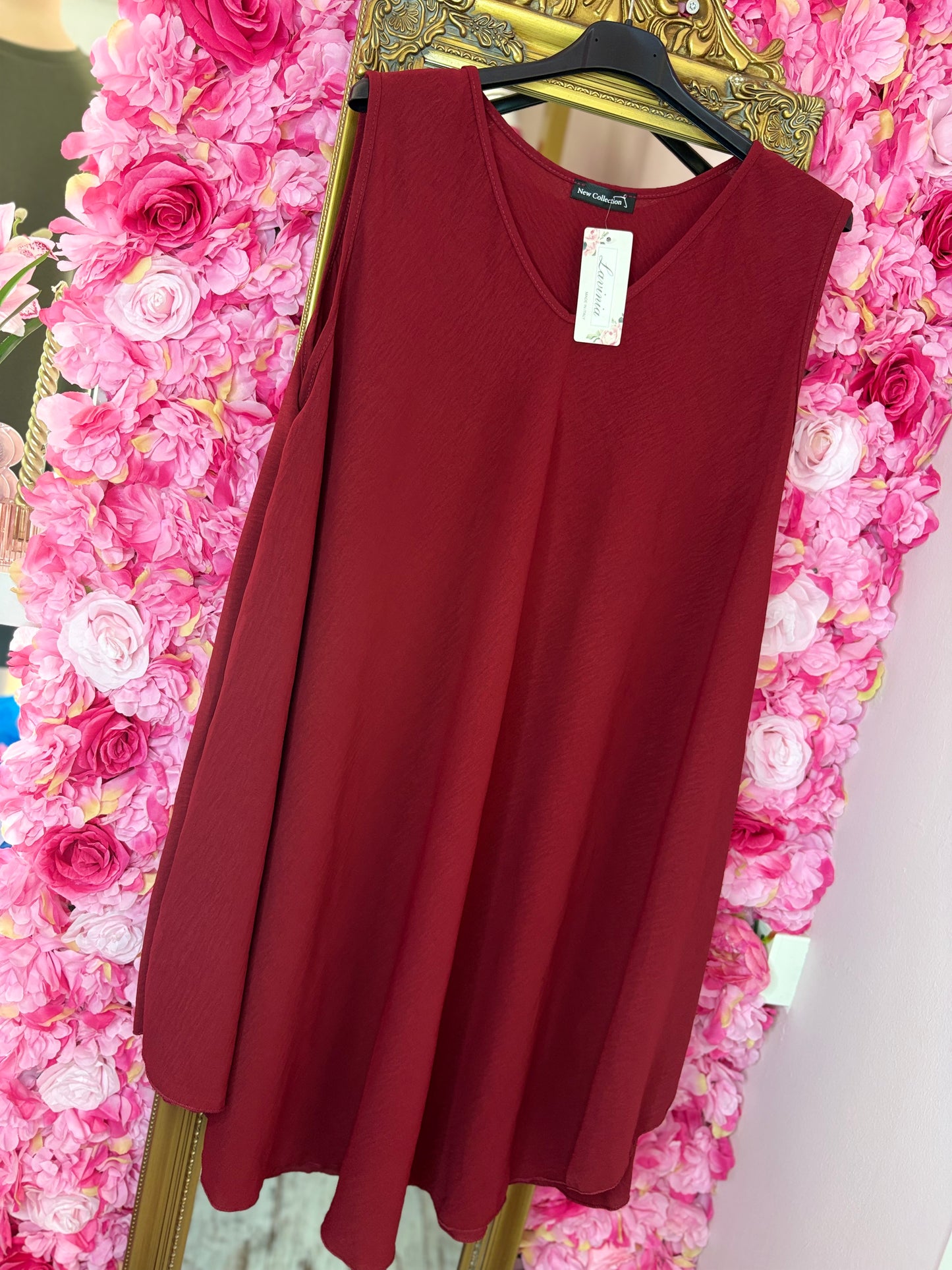 *LUCKY LOOK* Jurk Senna A-lijn Bordeaux Plus Size Maat 48 t/m 54