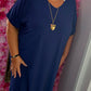 Lange Jurk Basic Travel Donker Blauw Plus Size Maat 48 t/m 54-56