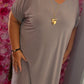 Lange Jurk Basic Travel Taupe Plus Size Maat 48 t/m 54-56
