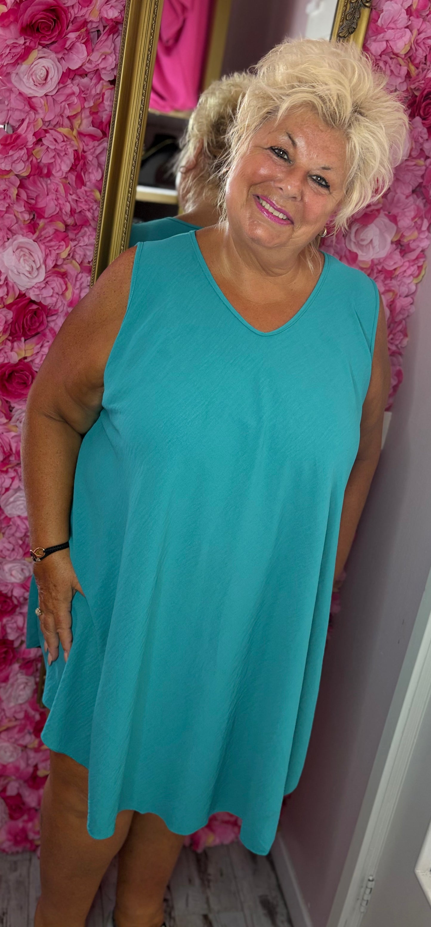 *LUCKY LOOK* Jurk Senna A-lijn Zeegroen Plus Size Maat 48 t/m 54