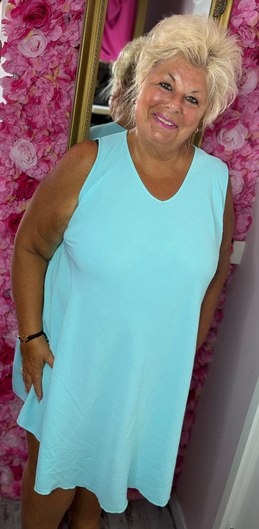 *LUCKY LOOK* Jurk Senna A-lijn Mint Plus Size Maat 48 t/m 54