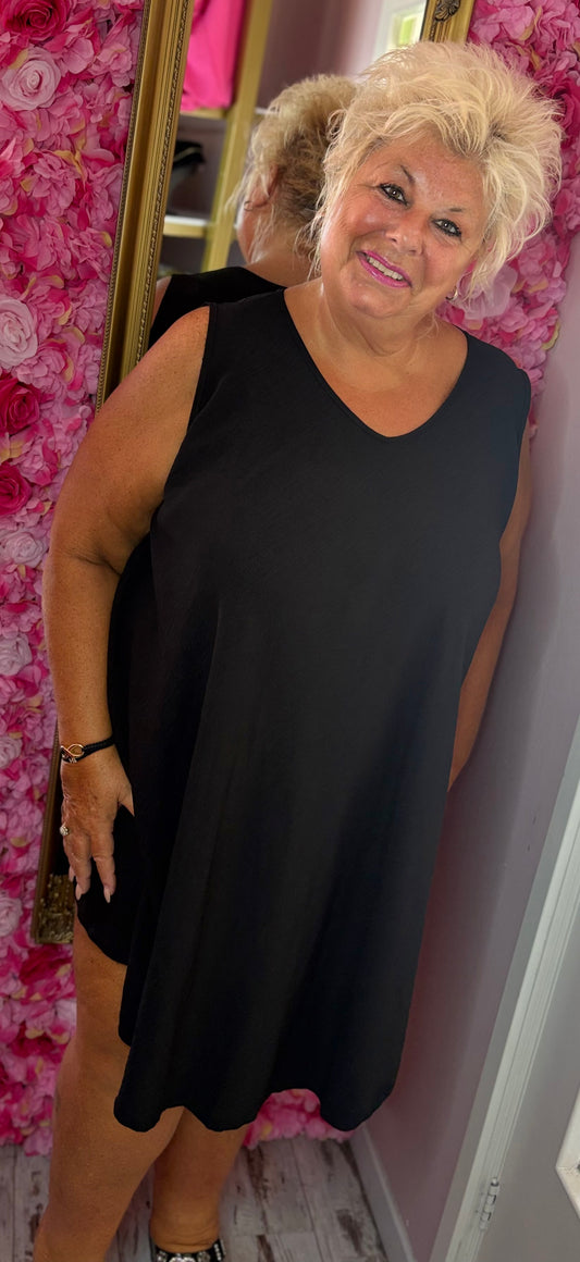 *LUCKY LOOK* Jurk Senna A-lijn Zwart Plus Size Maat 48 t/m 54